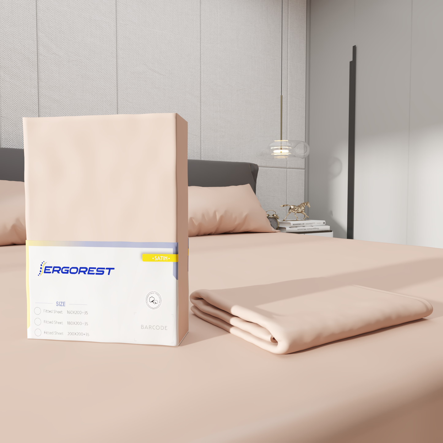 Rjuha Ergorest Cotton Satin™ 100 % bombažna satenska rjuha - peščeno roza