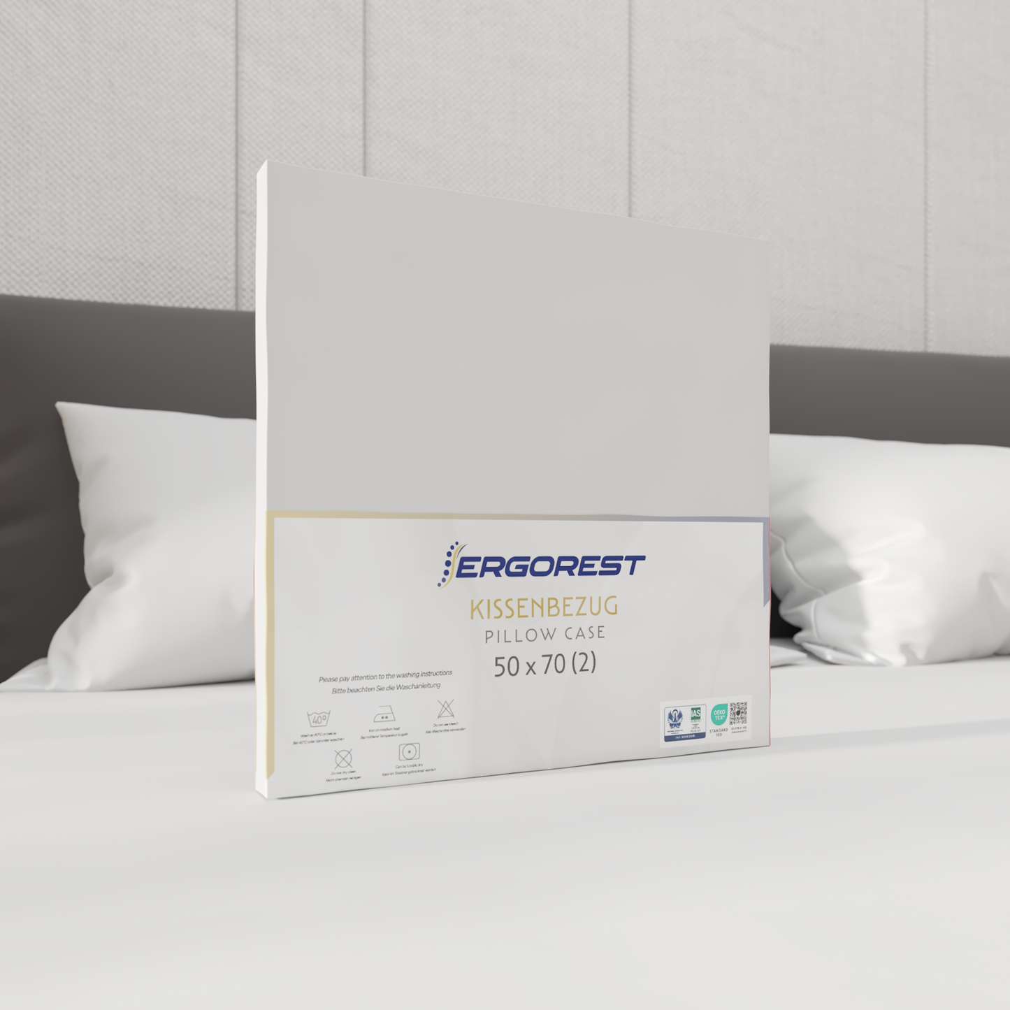 Prevleka za vzglavnik Ergorest Cotton Satin™ 50 x 70 cm – snežno bela