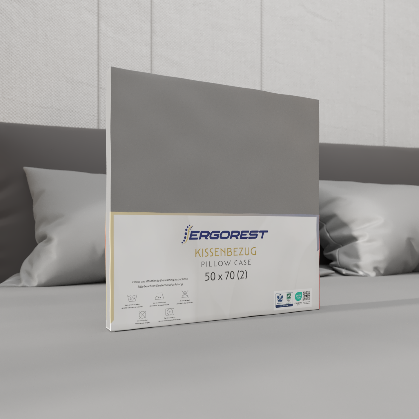Prevleka za vzglavnik Ergorest Cotton Satin™ 50 x 70 cm – elegantno siva